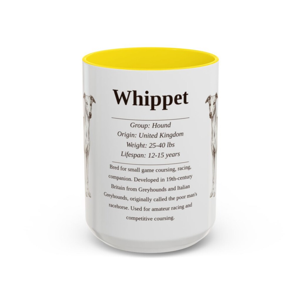 15oz Whippet Mug, Yellow, front view