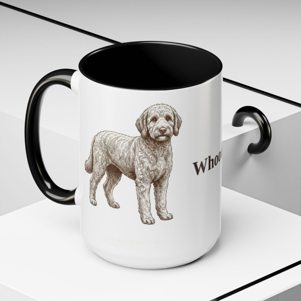15oz Whoodle Mug, Black, lifestyle photo