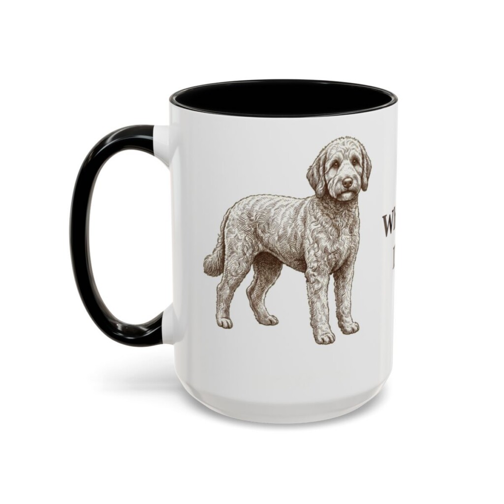 15oz Whoodle Dog Dad Mug, Black, left side view
