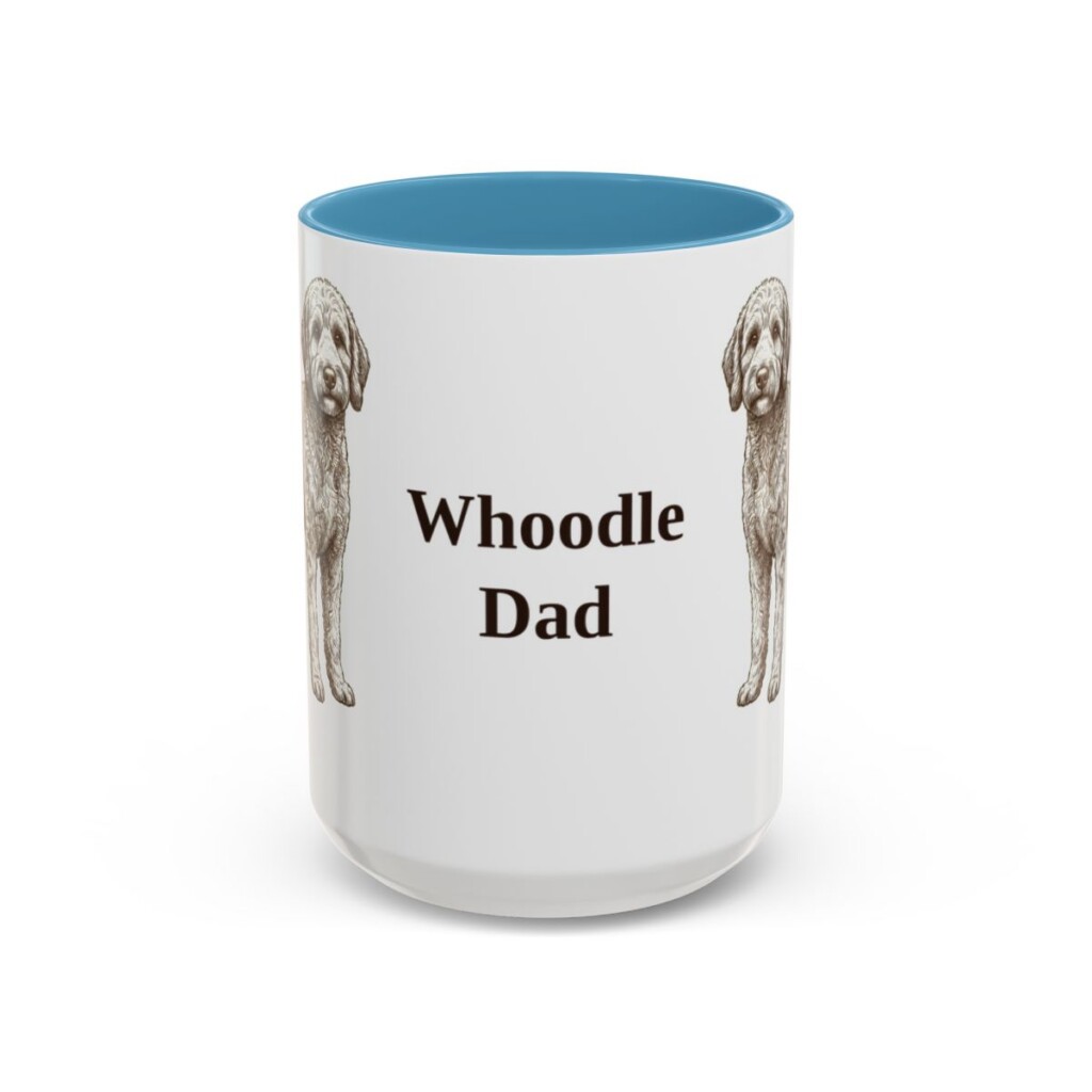 15oz Whoodle Dog Dad Mug, Light Blue, front view