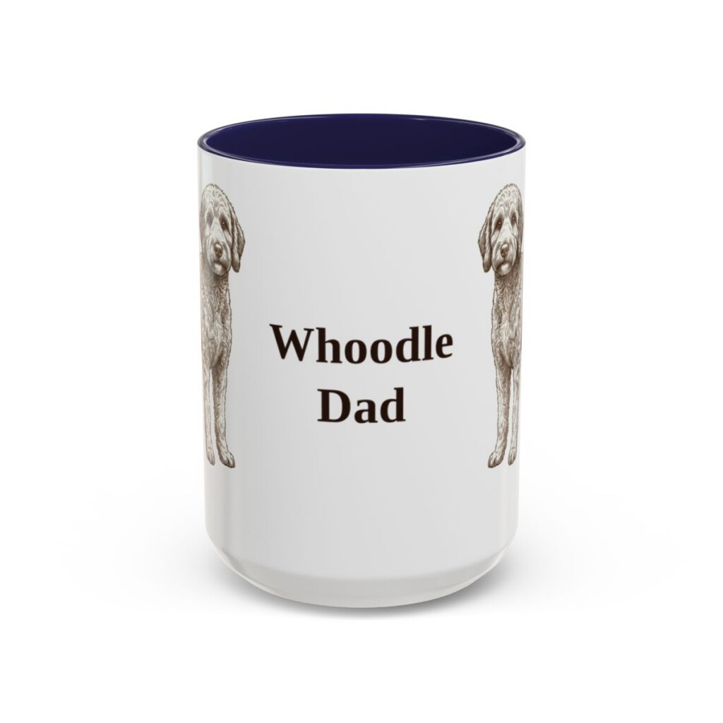 15oz Whoodle Dog Dad Mug, Navy, front view