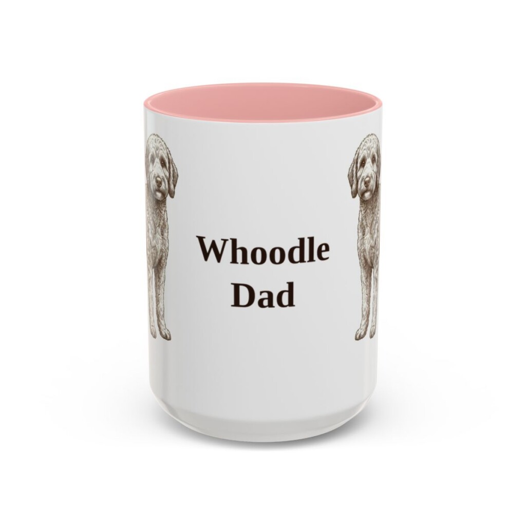 15oz Whoodle Dog Dad Mug, Pink, front view