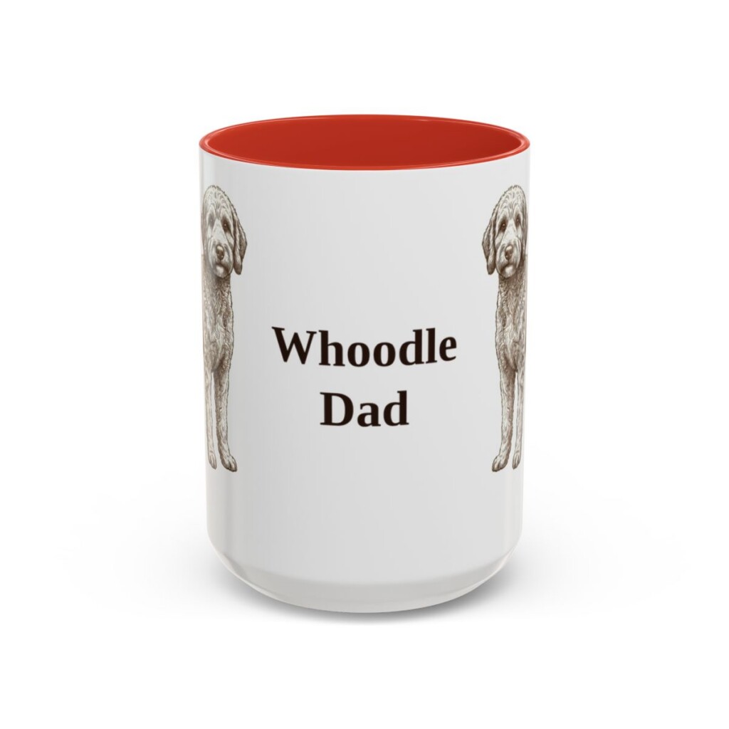 15oz Whoodle Dog Dad Mug, Red, front view