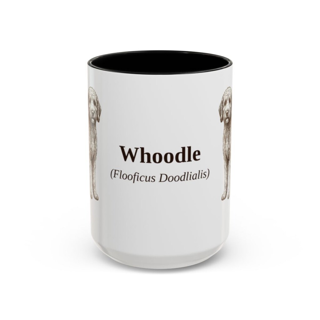 15oz Whoodle Latin Mug, Black, front view