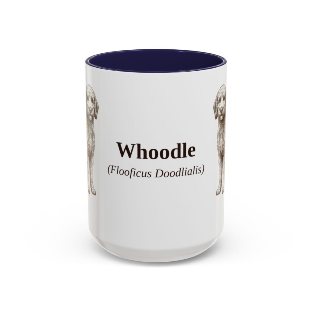 15oz Whoodle Latin Mug, Navy, front view