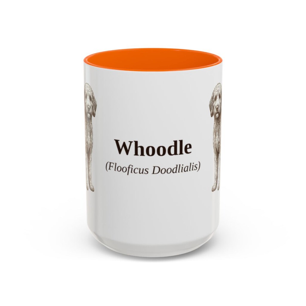 15oz Whoodle Latin Mug, Orange, front view
