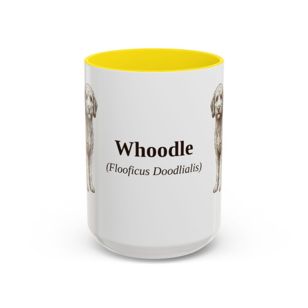 15oz Whoodle Latin Mug, Yellow, front view