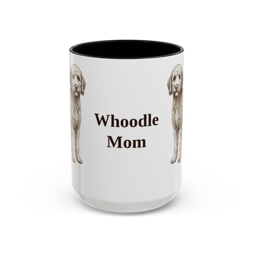 15oz Whoodle Dog Mom Mug, Black, front view