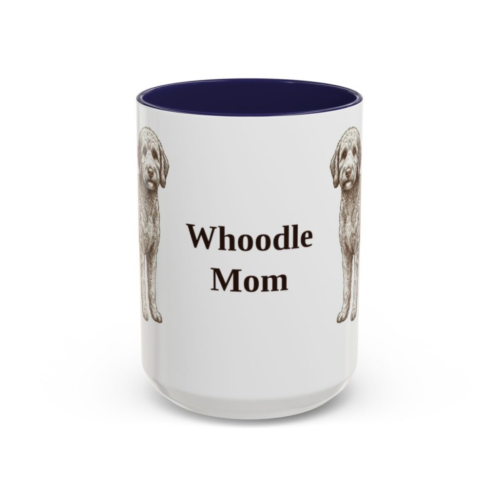 15oz Whoodle Dog Mom Mug, Navy, front view
