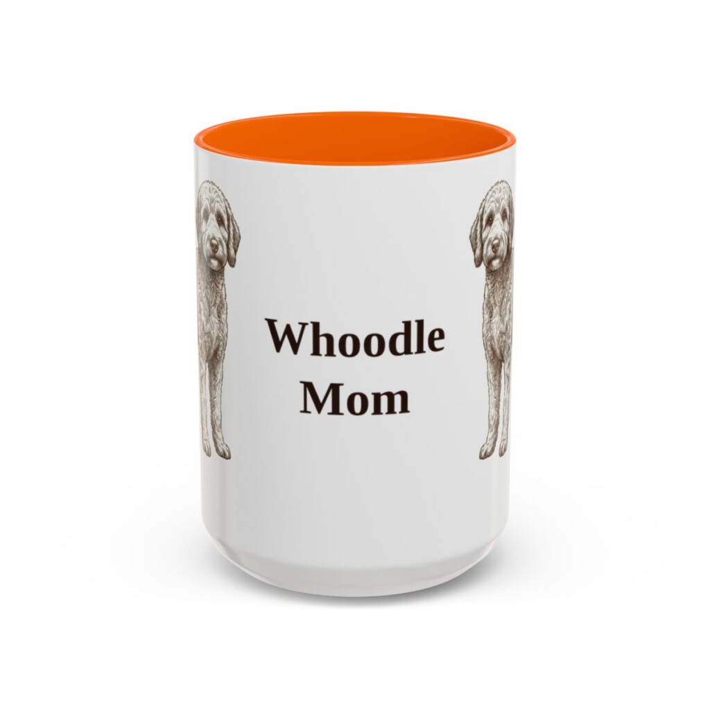 15oz Whoodle Dog Mom Mug, Orange, front view
