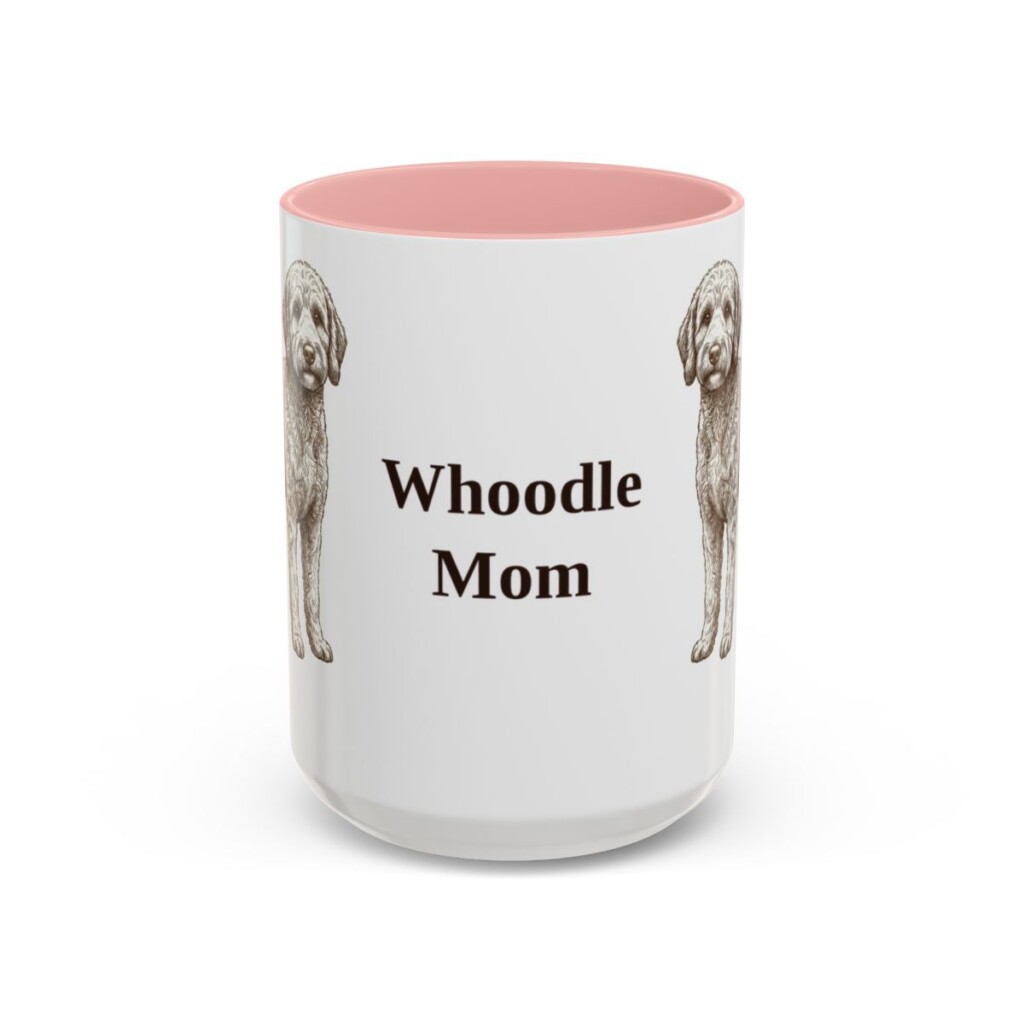 15oz Whoodle Dog Mom Mug, Pink, front view