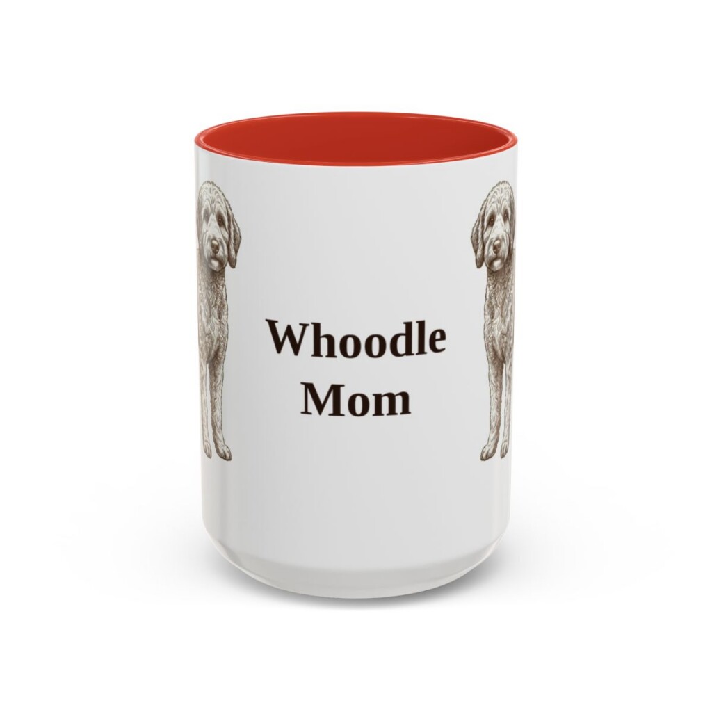 15oz Whoodle Dog Mom Mug, Red, front view