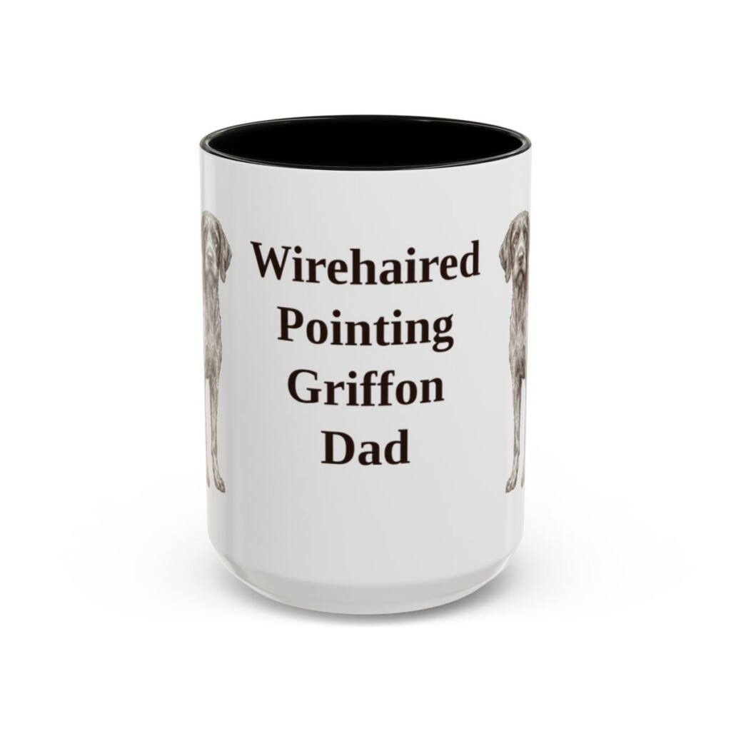 15oz Wirehaired Pointing Griffon Dog Dad Mug, Black, front view