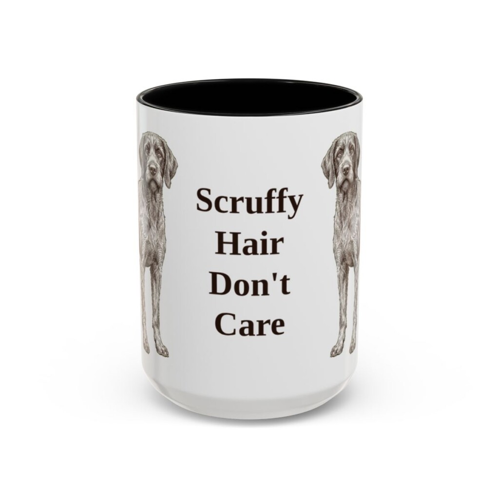 15oz Funny Wirehaired Pointing Griffon Mug, Black, front view