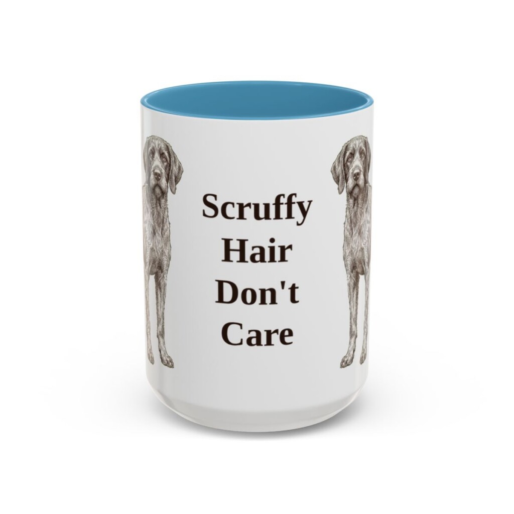 15oz Funny Wirehaired Pointing Griffon Mug, Light Blue, front view