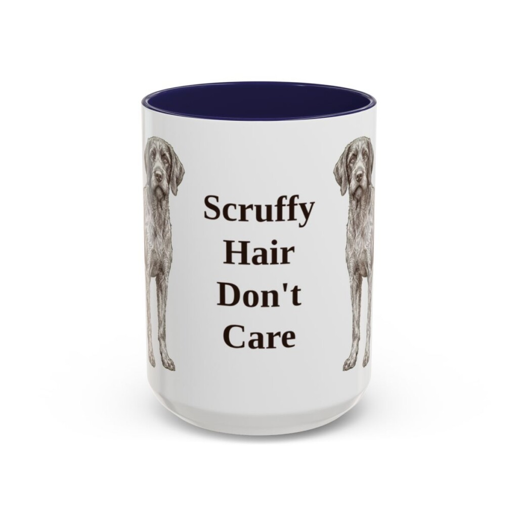 15oz Funny Wirehaired Pointing Griffon Mug, Navy, front view