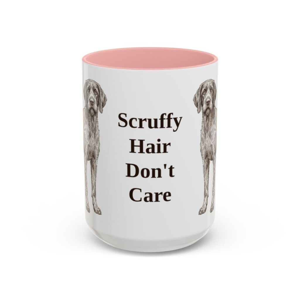15oz Funny Wirehaired Pointing Griffon Mug, Pink, front view