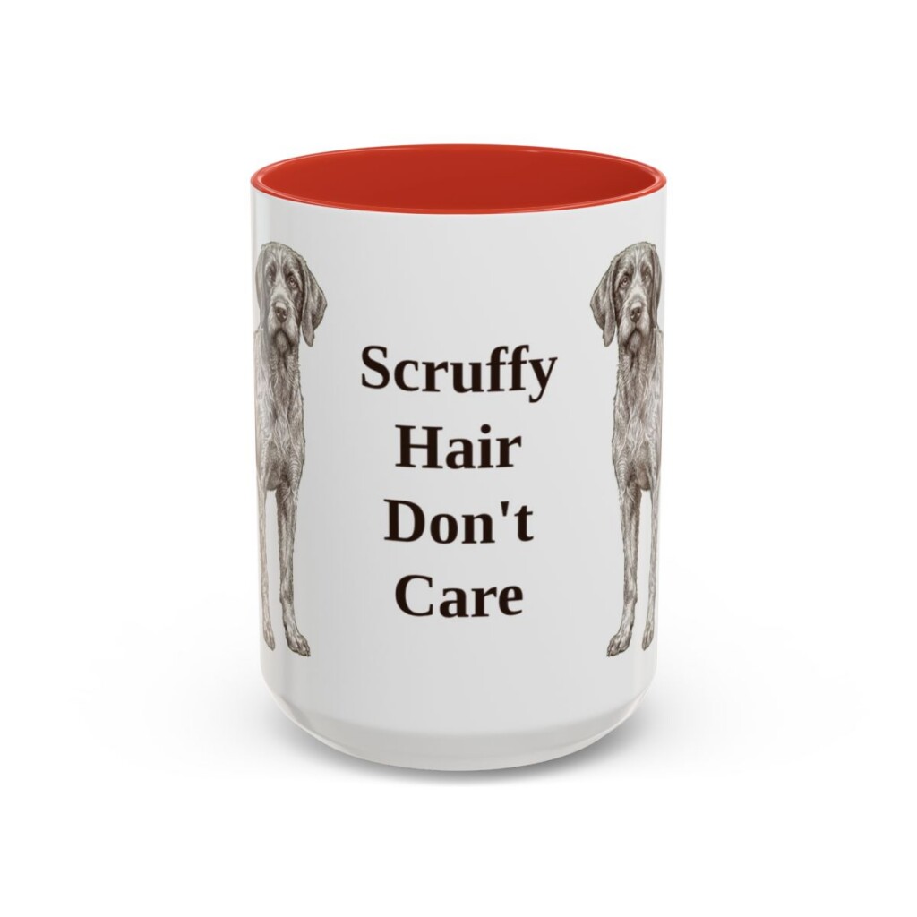 15oz Funny Wirehaired Pointing Griffon Mug, Red, front view