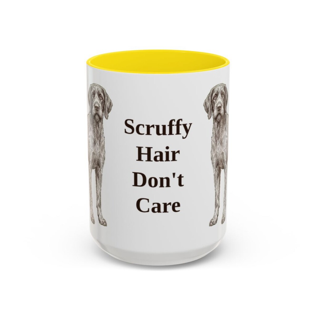 15oz Funny Wirehaired Pointing Griffon Mug, Yellow, front view