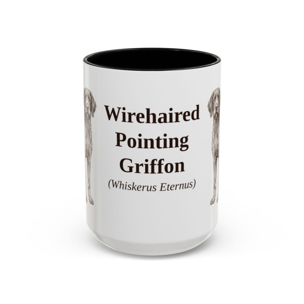 15oz Wirehaired Pointing Griffon Latin Mug, Black, front view