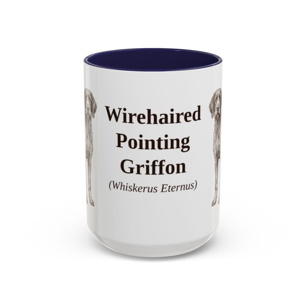 15oz Wirehaired Pointing Griffon Latin Mug, Navy, front view