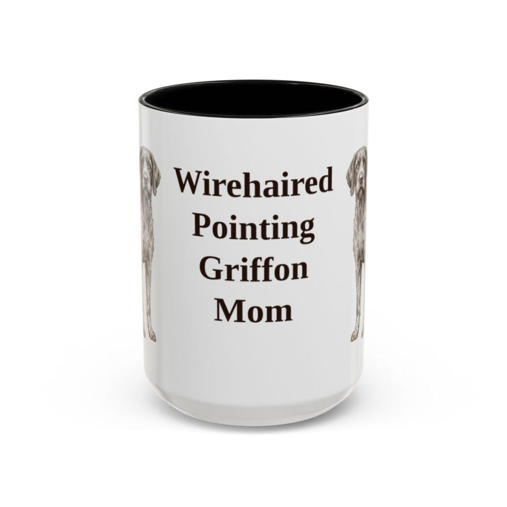 15oz Wirehaired Pointing Griffon Dog Mom Mug, Black, front view