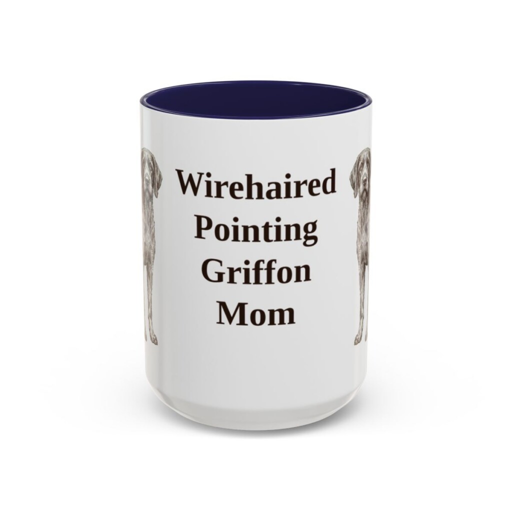 15oz Wirehaired Pointing Griffon Dog Mom Mug, Navy, front view