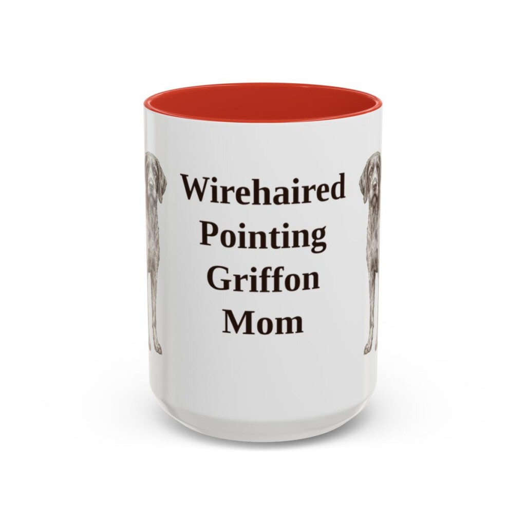 15oz Wirehaired Pointing Griffon Dog Mom Mug, Red, front view