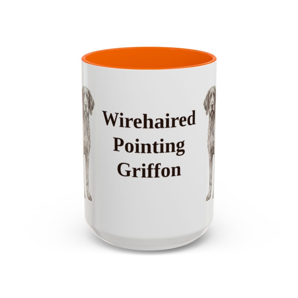 15oz Wirehaired Pointing Griffon Mug, Orange, front view