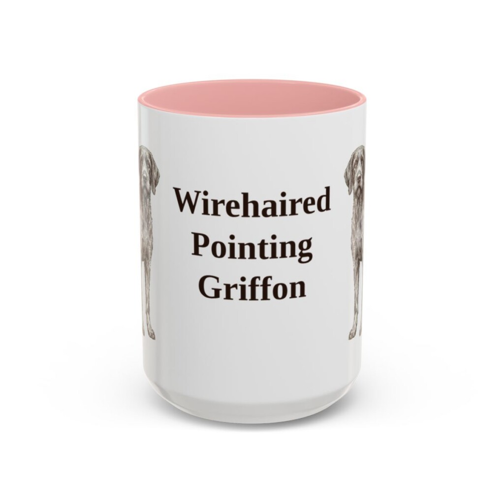15oz Wirehaired Pointing Griffon Mug, Pink, front view