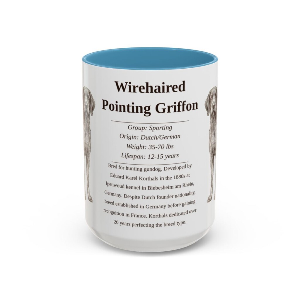 15oz Wirehaired Pointing Griffon Mug, Light Blue, front view