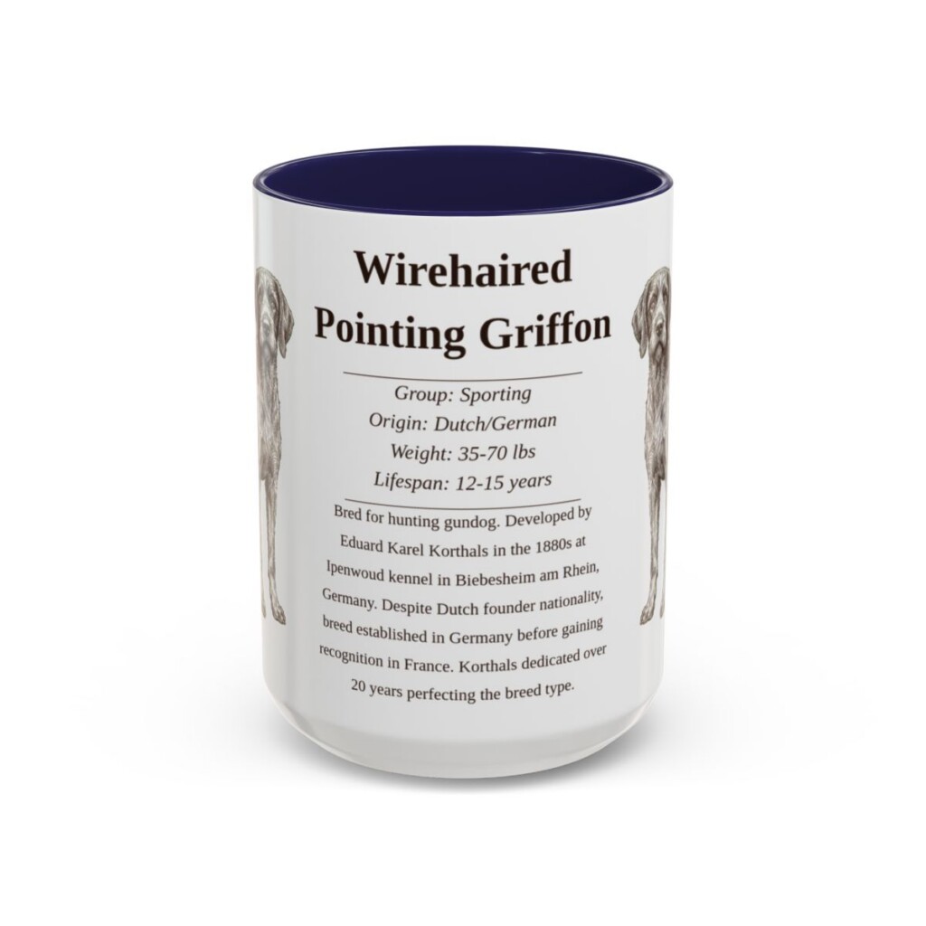 15oz Wirehaired Pointing Griffon Mug, Navy, front view