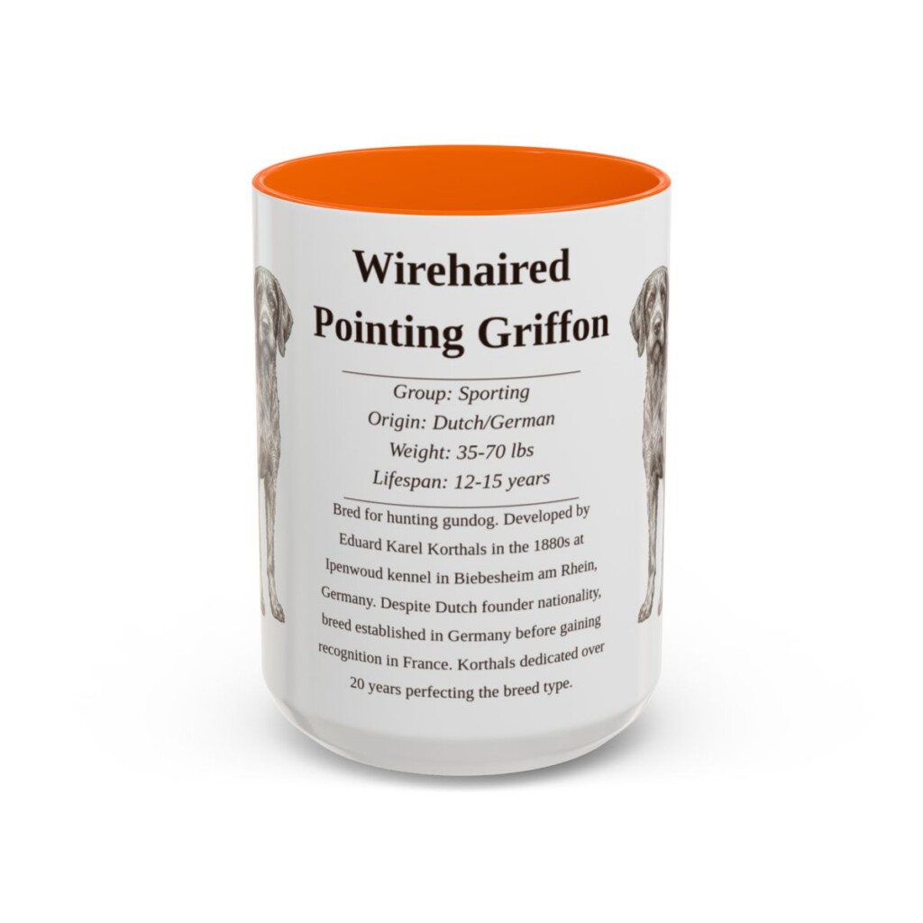 15oz Wirehaired Pointing Griffon Mug, Orange, front view