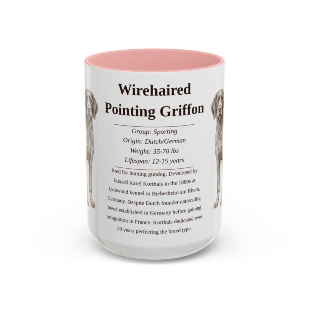 15oz Wirehaired Pointing Griffon Mug, Pink, front view