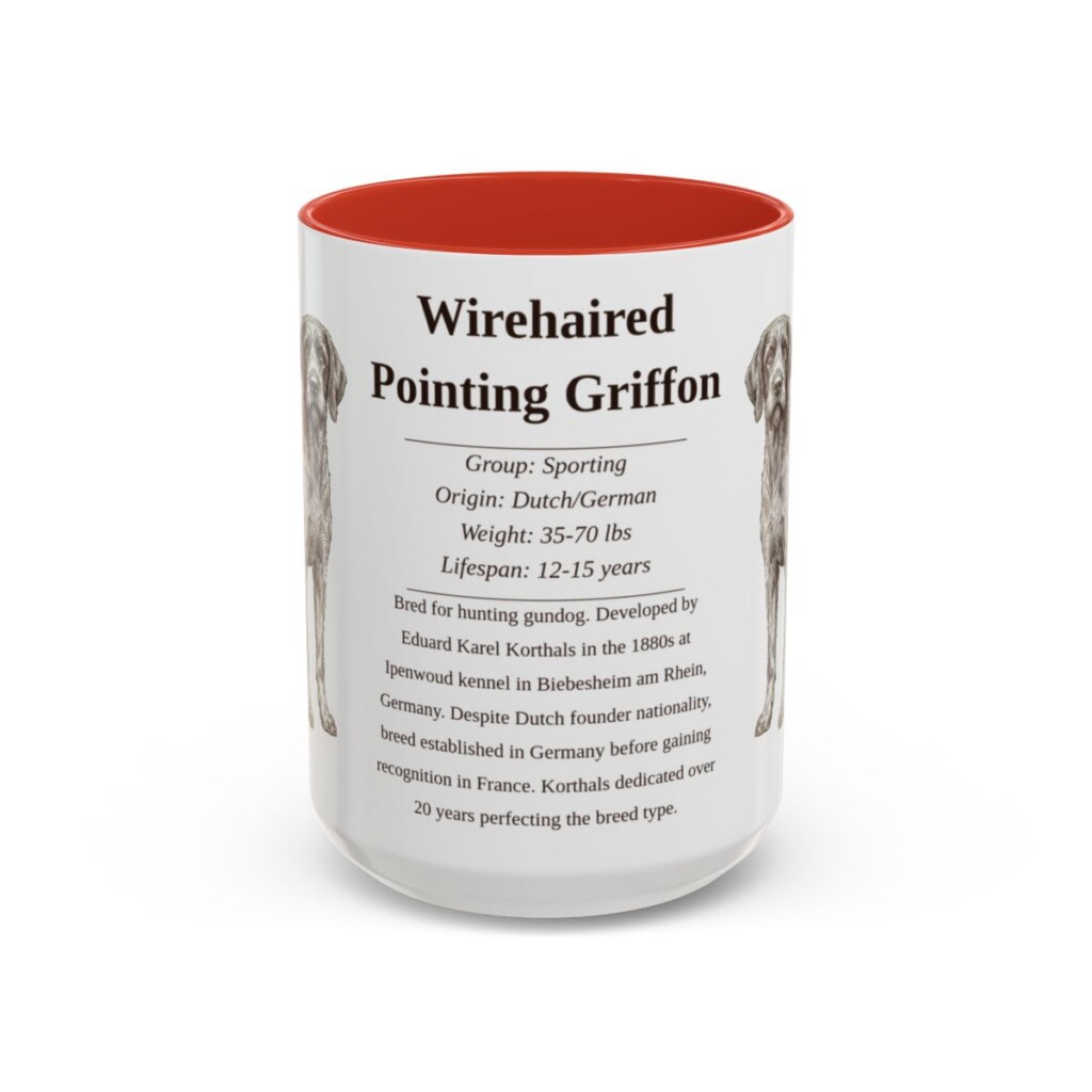 15oz Wirehaired Pointing Griffon Mug, Red, front view