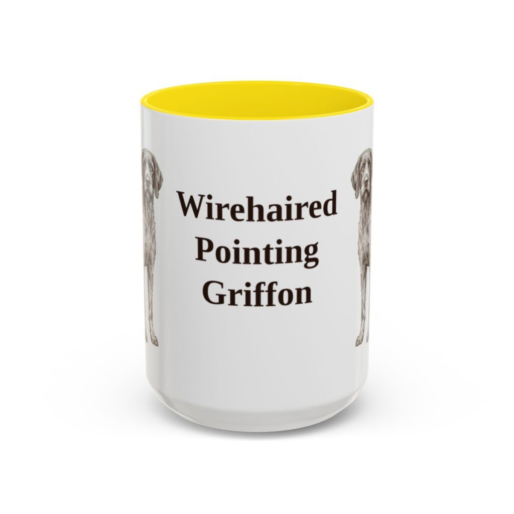 15oz Wirehaired Pointing Griffon Mug, Yellow, front view