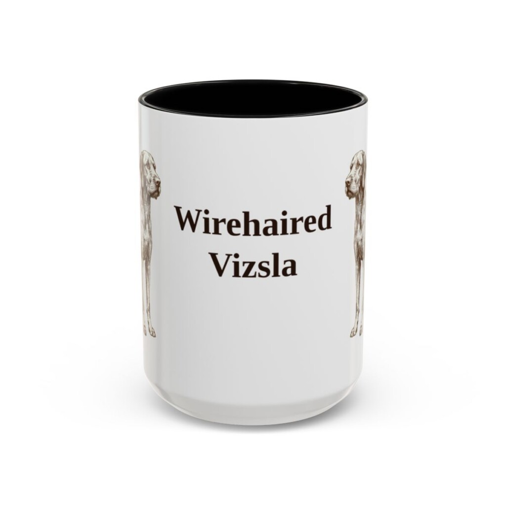 15oz Wirehaired Vizsla Mug, Black, front view