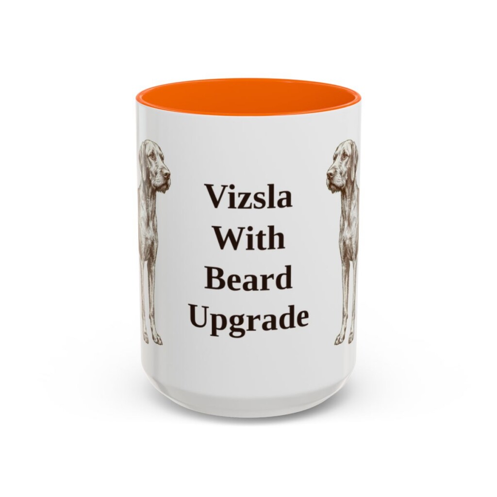 15oz Funny Wirehaired Vizsla Mug, Orange, front view