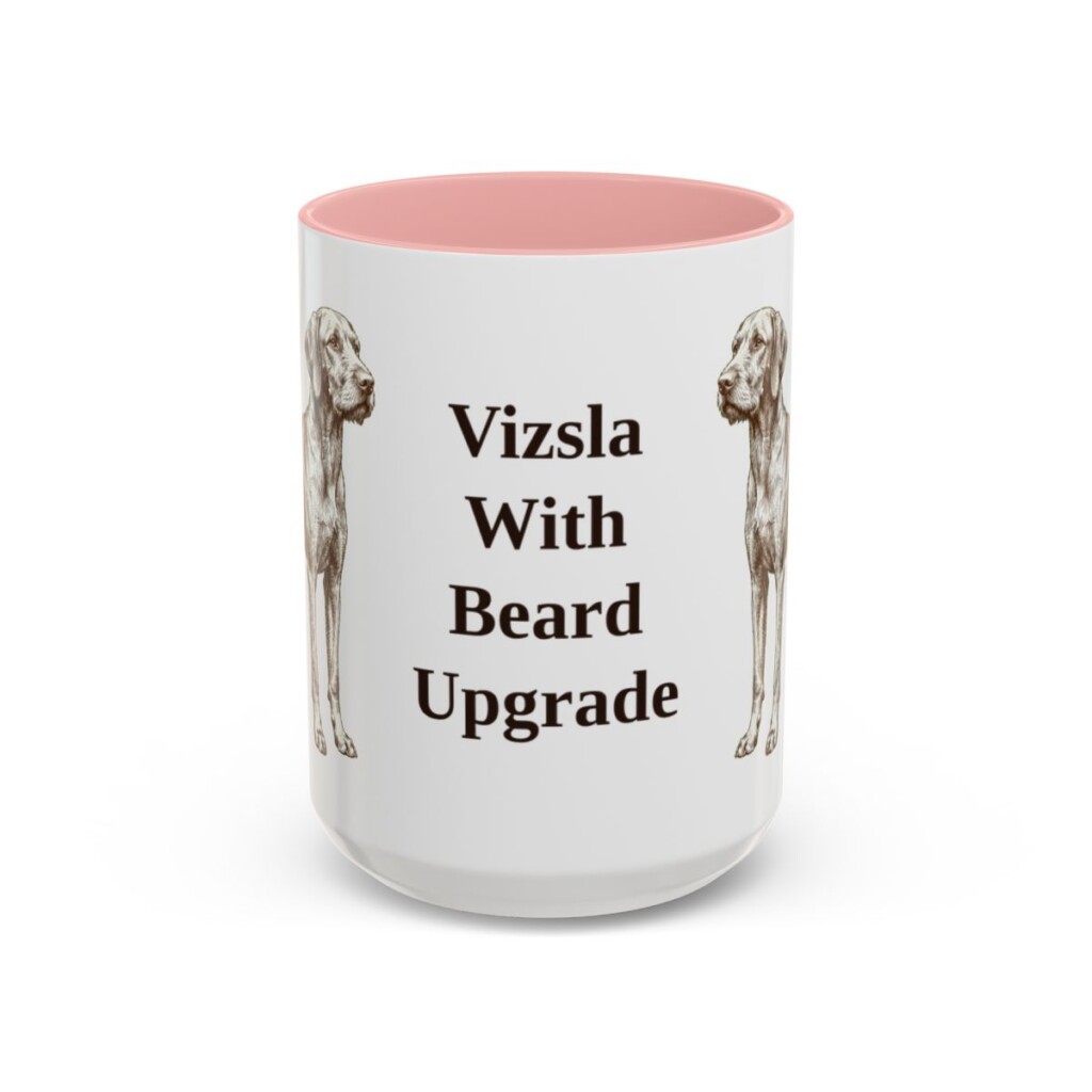 15oz Funny Wirehaired Vizsla Mug, Pink, front view