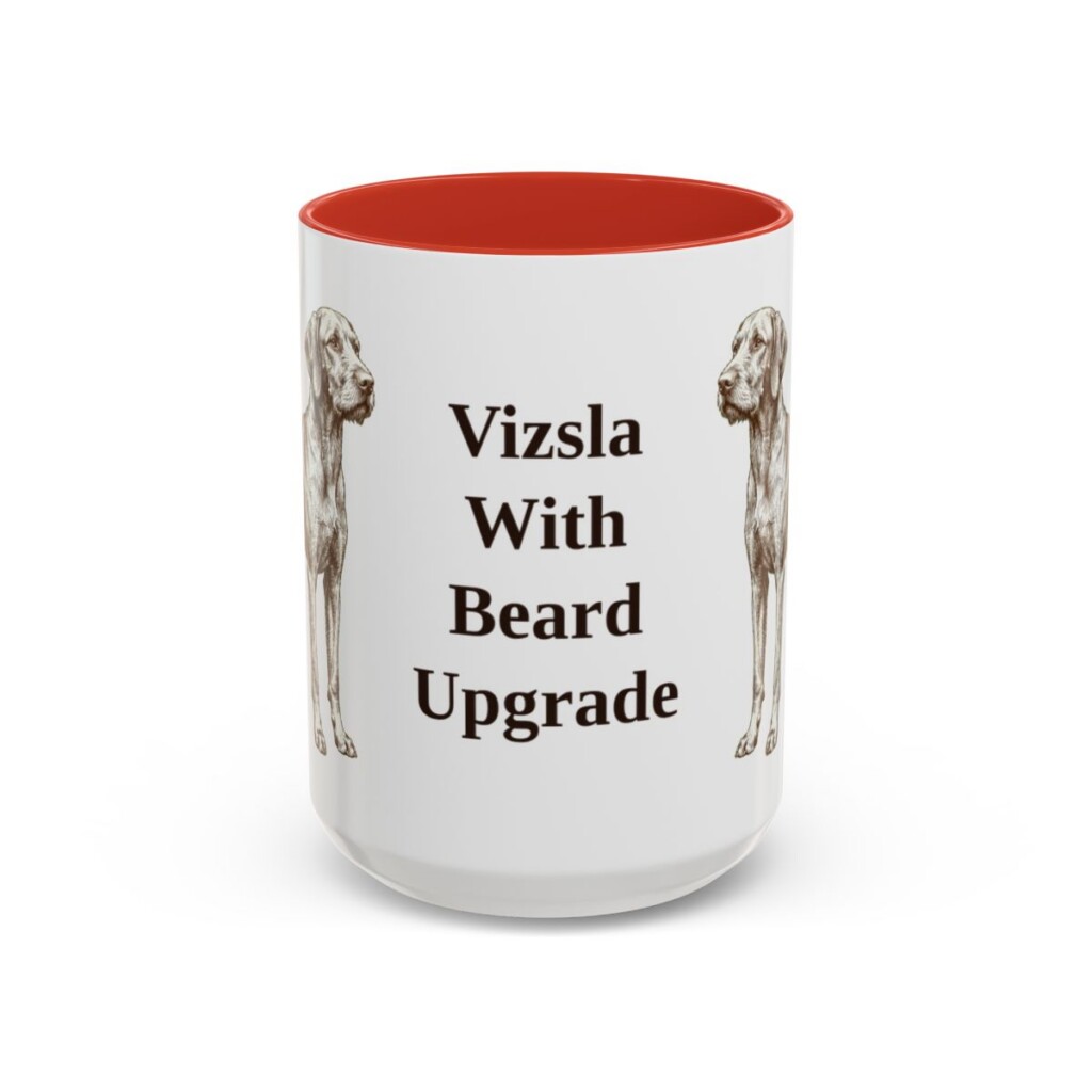 15oz Funny Wirehaired Vizsla Mug, Red, front view