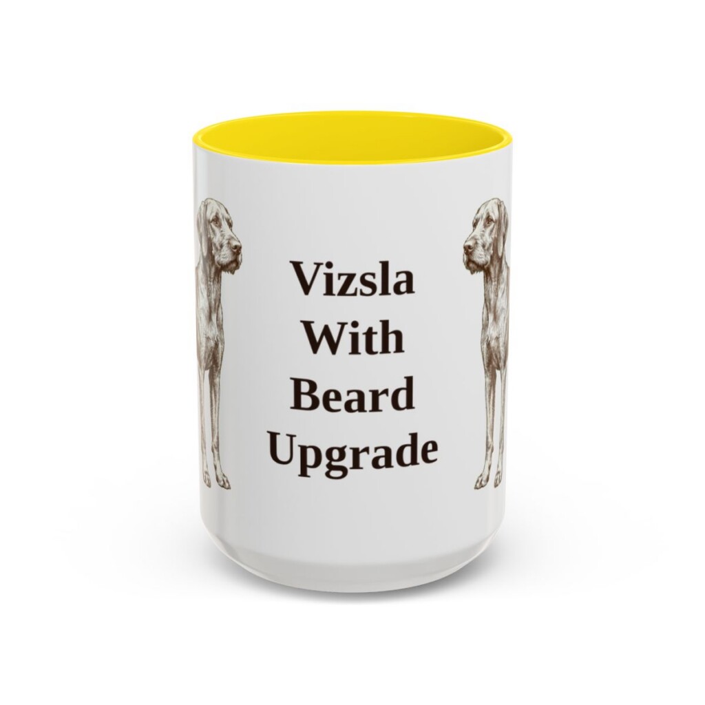 15oz Funny Wirehaired Vizsla Mug, Yellow, front view