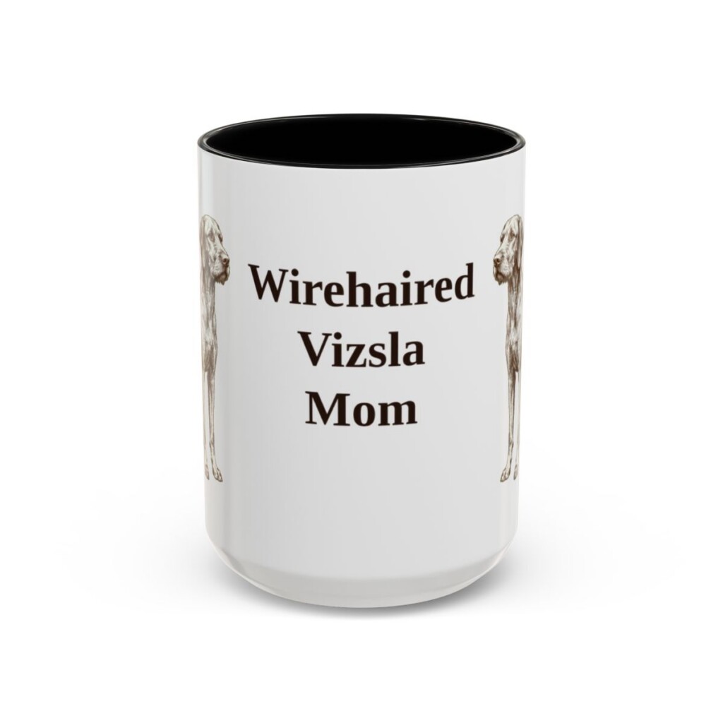 15oz Wirehaired Vizsla Dog Mom Mug, Black, front view