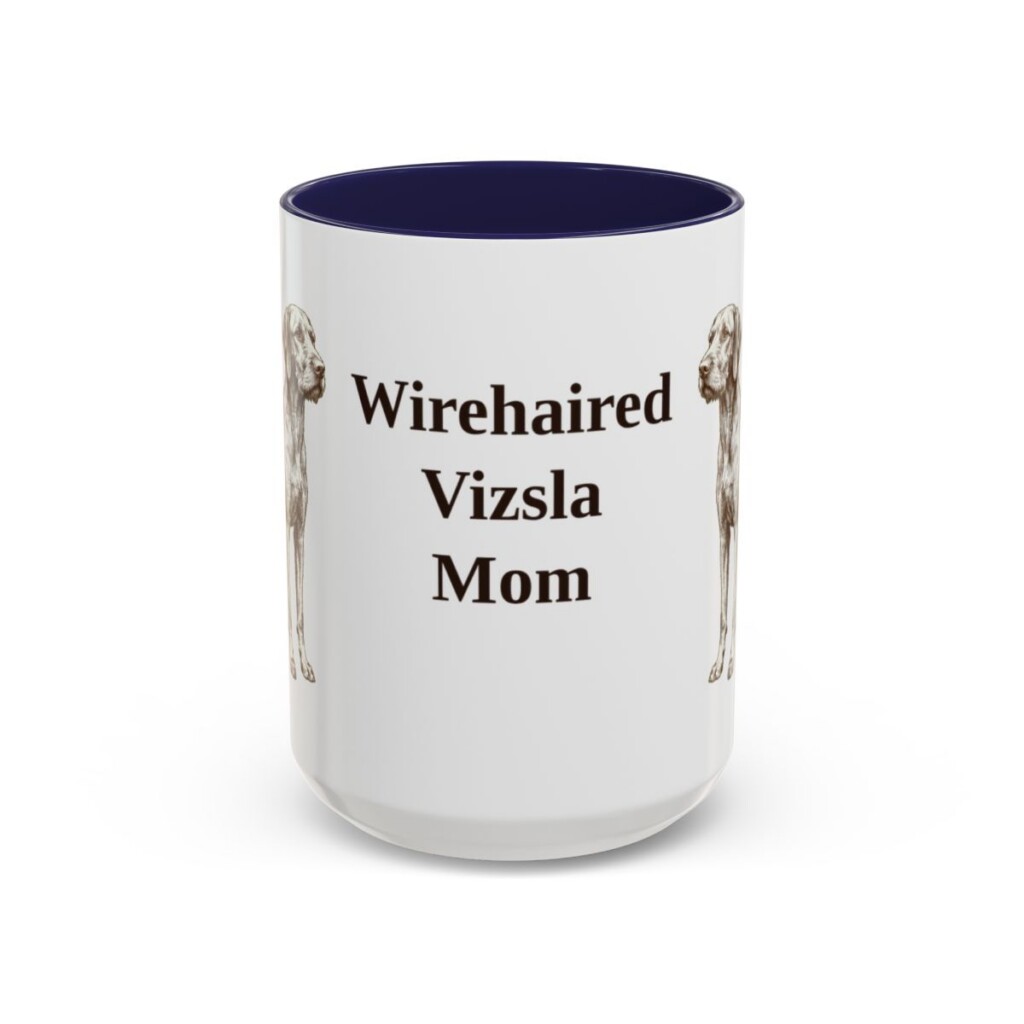 15oz Wirehaired Vizsla Dog Mom Mug, Navy, front view