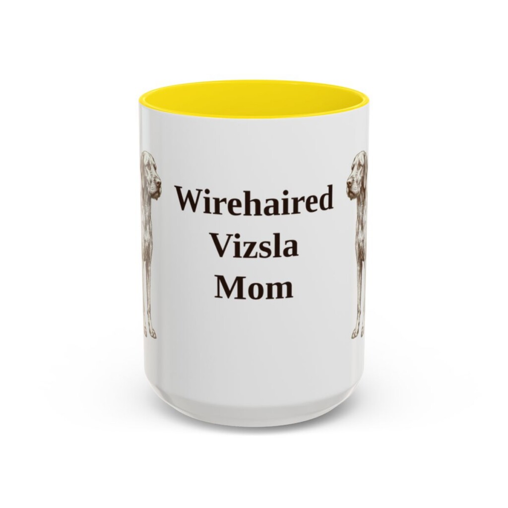 15oz Wirehaired Vizsla Dog Mom Mug, Yellow, front view