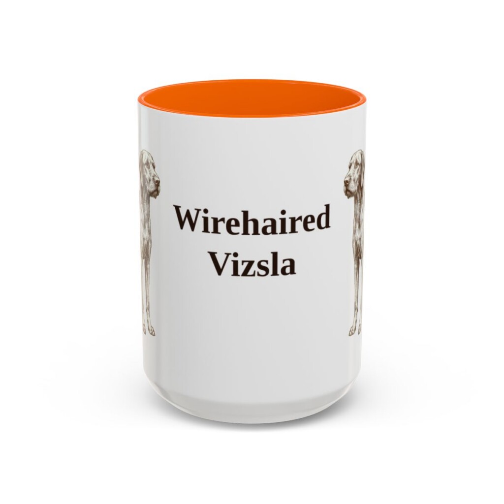 15oz Wirehaired Vizsla Mug, Orange, front view