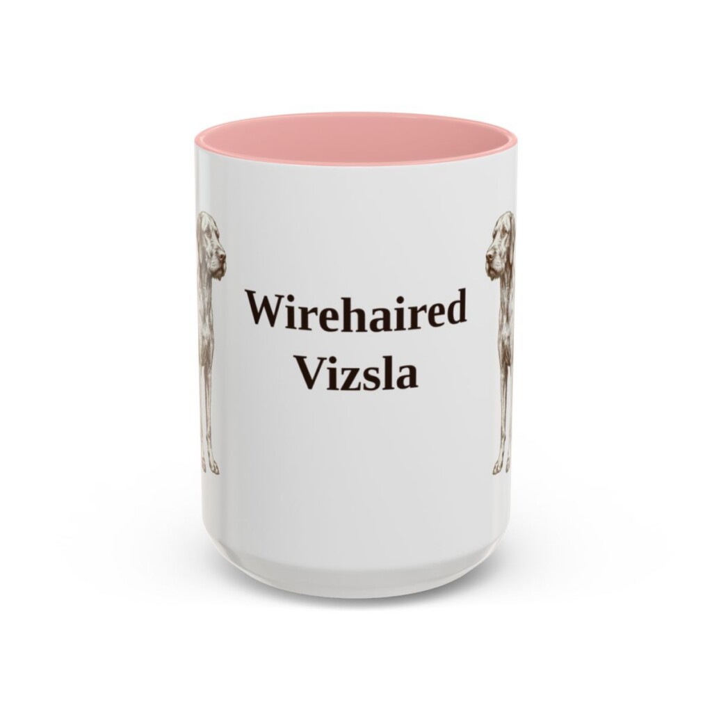15oz Wirehaired Vizsla Mug, Pink, front view