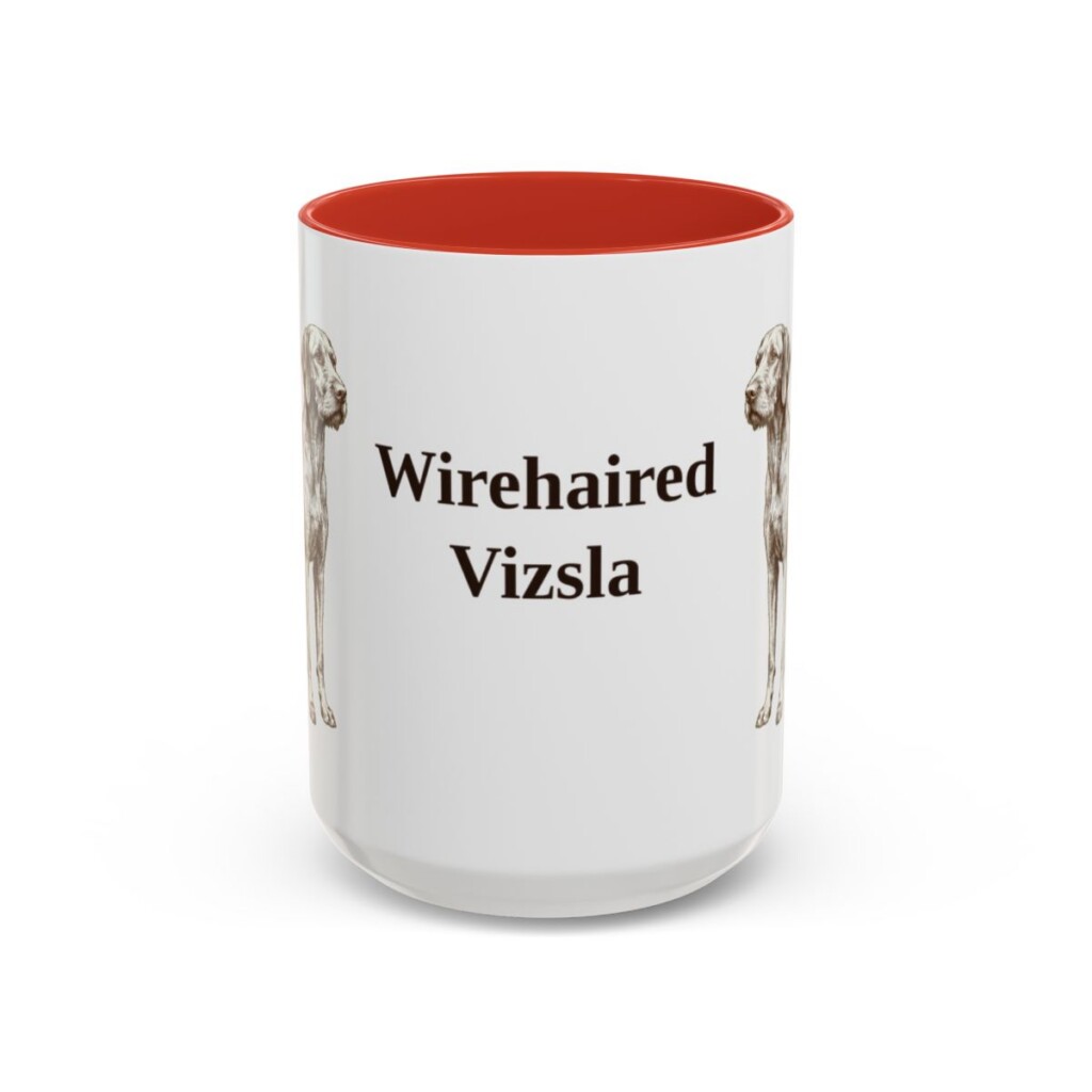 15oz Wirehaired Vizsla Mug, Red, front view