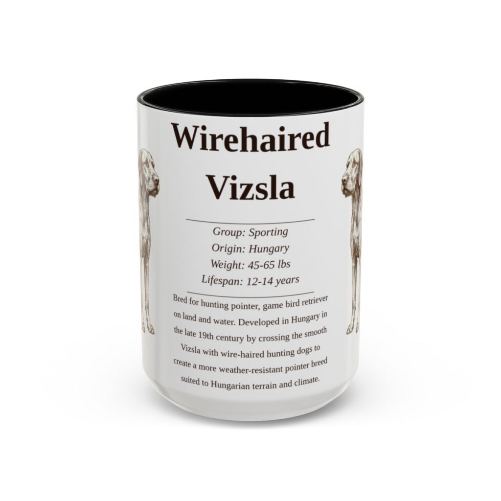 15oz Wirehaired Vizsla Mug, Black, front view