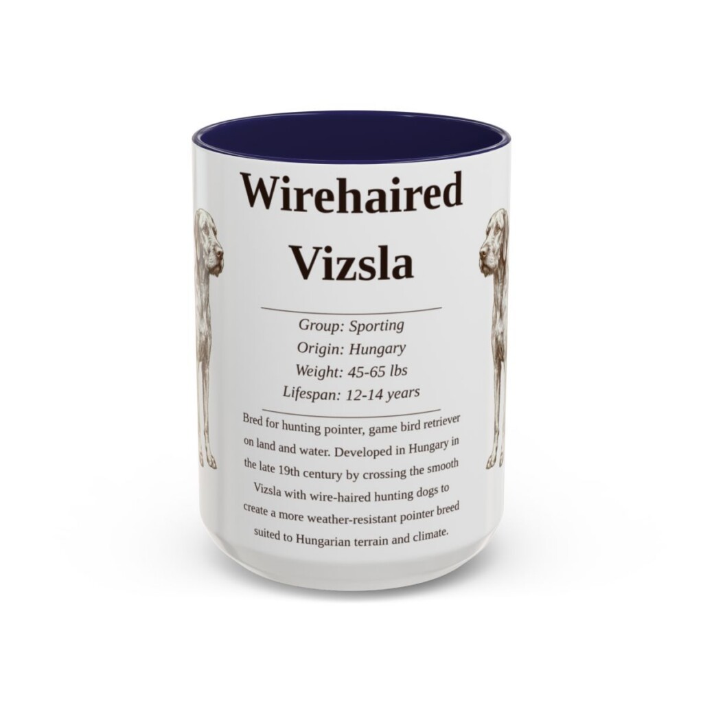 15oz Wirehaired Vizsla Mug, Navy, front view