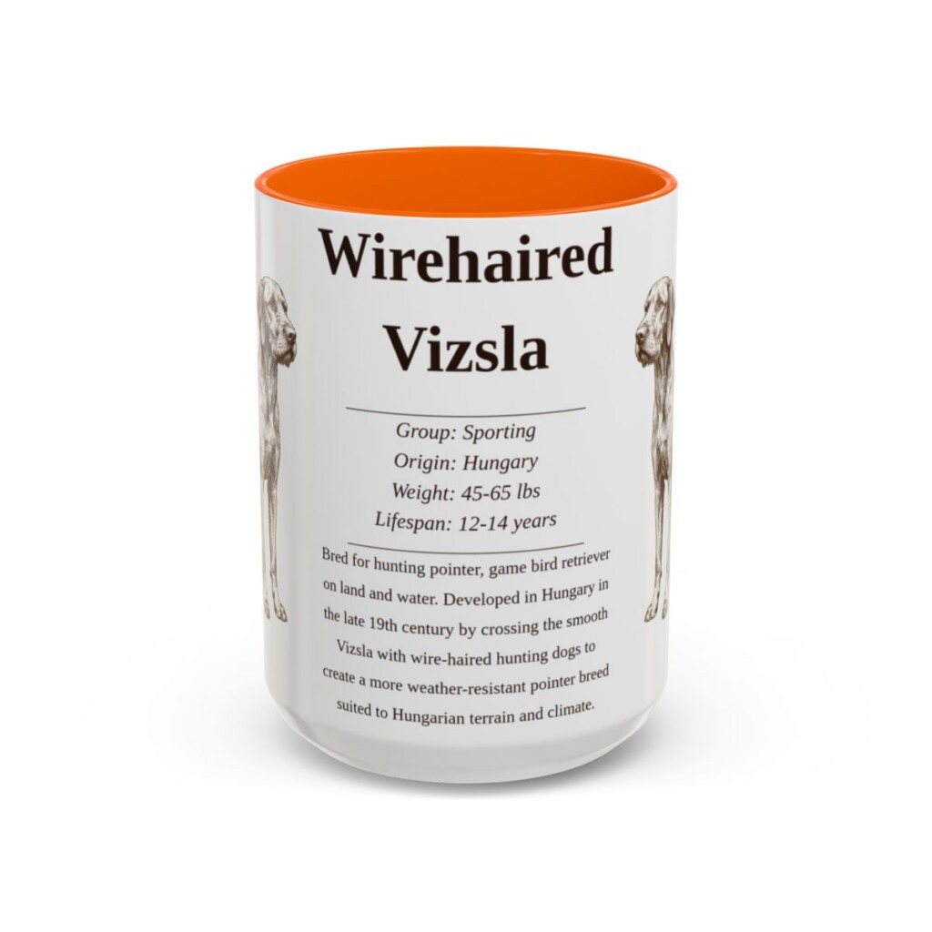 15oz Wirehaired Vizsla Mug, Orange, front view
